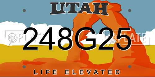 248G25 Utah License Plate