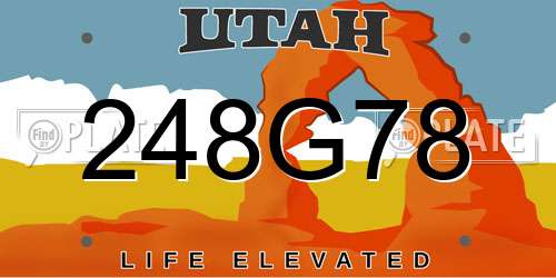 248G78 Utah License Plate