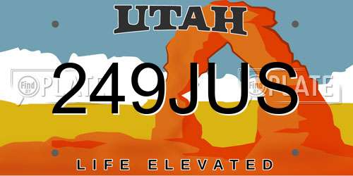 249JUS Utah License Plate