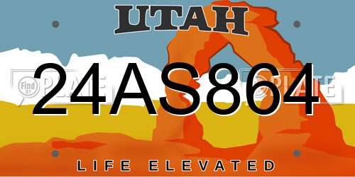 24AS864 Utah License Plate