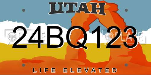 24BQ123 Utah License Plate