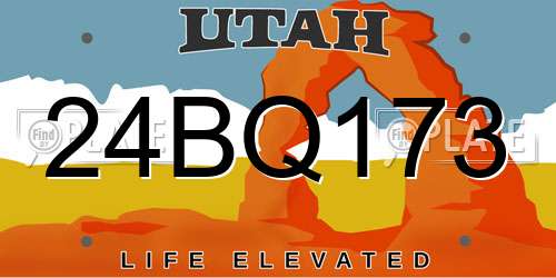 24BQ173 Utah License Plate