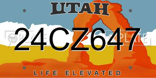 24CZ647 Utah License Plate