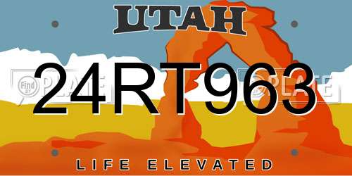 24RT963 Utah License Plate