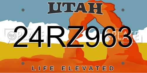24RZ963 Utah License Plate
