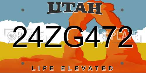 24ZG472 Utah License Plate