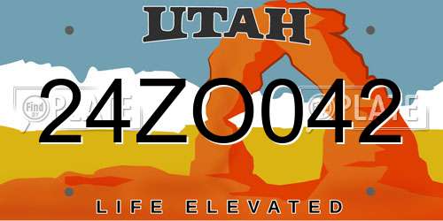 24ZO042 Utah License Plate