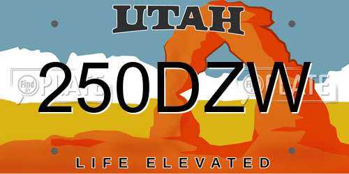 250DZW Utah License Plate