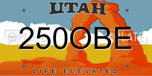 250OBE Utah License Plate