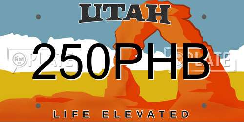 250PHB Utah License Plate