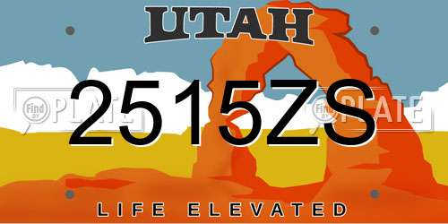 2515ZS Utah License Plate