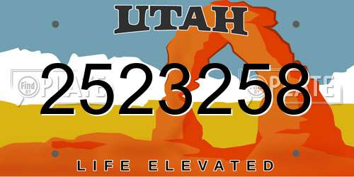 2523258 Utah License Plate