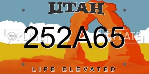 252A65 Utah License Plate