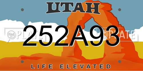 252A93 Utah License Plate