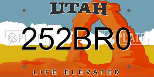 252BR0 Utah License Plate