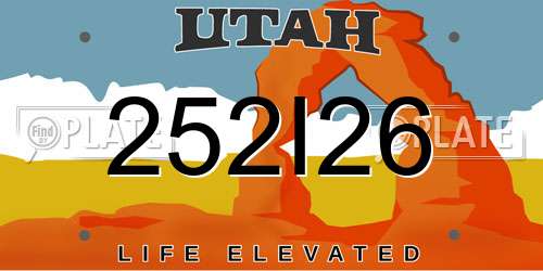 252I26 Utah License Plate