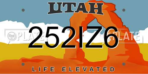 252IZ6 Utah License Plate