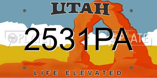 2531PA Utah License Plate