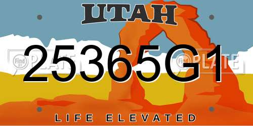 25365G1 Utah License Plate
