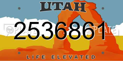 2536861 Utah License Plate