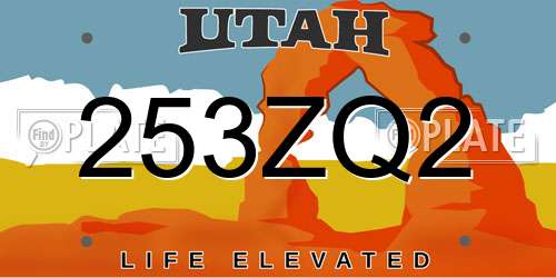 253ZQ2 Utah License Plate