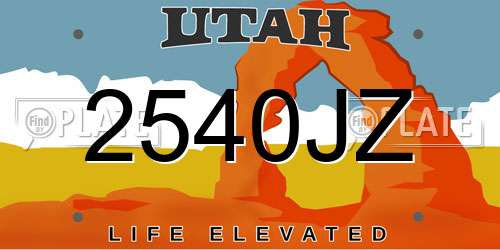 2540JZ Utah License Plate