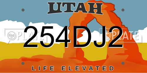 254DJ2 Utah License Plate
