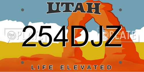 254DJZ Utah License Plate