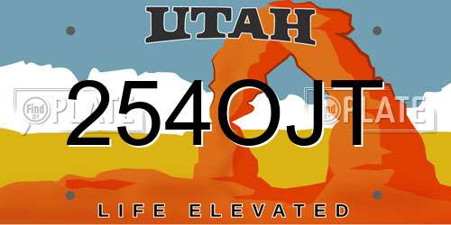 254OJT Utah License Plate
