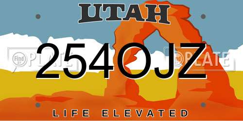254OJZ Utah License Plate