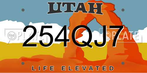 254QJ7 Utah License Plate