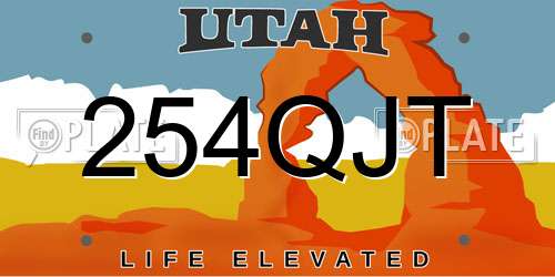 254QJT Utah License Plate
