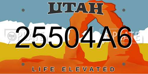 25504A6 Utah License Plate