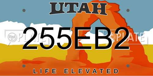 255EB2 Utah License Plate