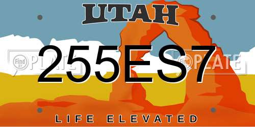 255ES7 Utah License Plate