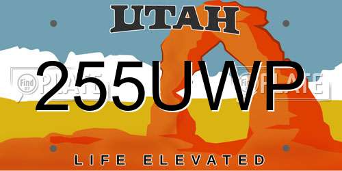 255UWP Utah License Plate