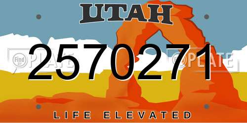 2570271 Utah License Plate