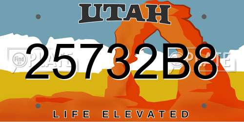 25732B8 Utah License Plate