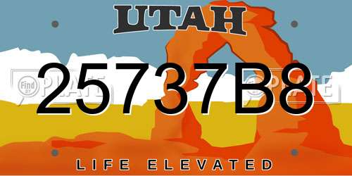 25737B8 Utah License Plate