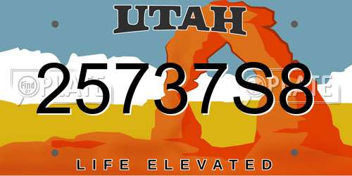 25737S8 Utah License Plate