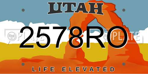 2578RO Utah License Plate