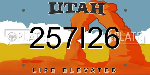 257I26 Utah License Plate