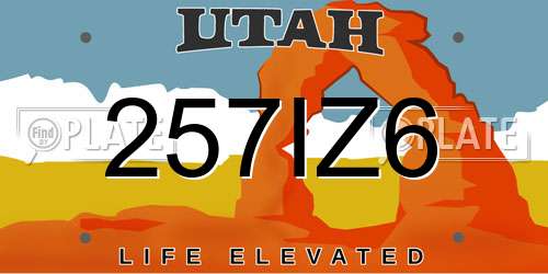 257IZ6 Utah License Plate