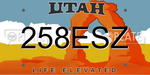 258ESZ Utah License Plate