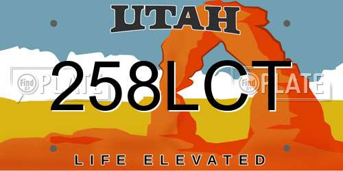 258LCT Utah License Plate