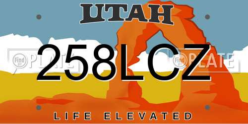 258LCZ Utah License Plate