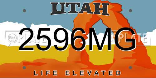 2596MG Utah License Plate