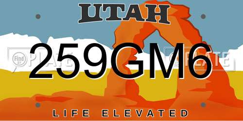 259GM6 Utah License Plate