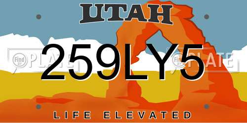 259LY5 Utah License Plate