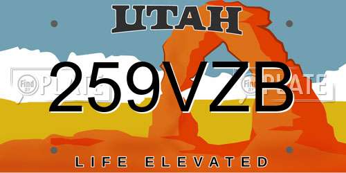 259VZB Utah License Plate